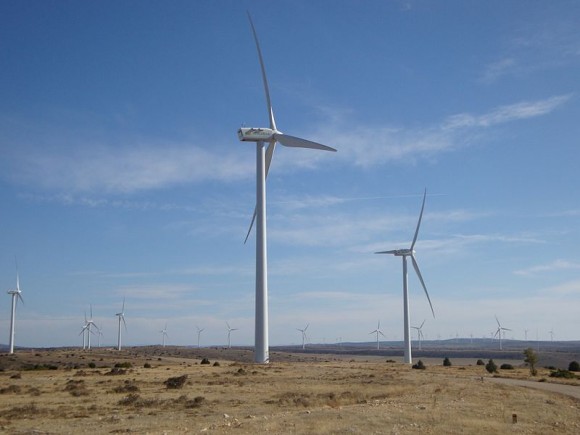 Větrný park Maranchon ve Španělsku je jedním z největších v Evropě, foto: Jfga, wikipedia, licence Creative Commons 3.0 Unported