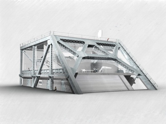 Jedna z dostupných vizualizací odvážného projektu. Z mostu se staly domy. Zdroj: BayBridgeHouse.org