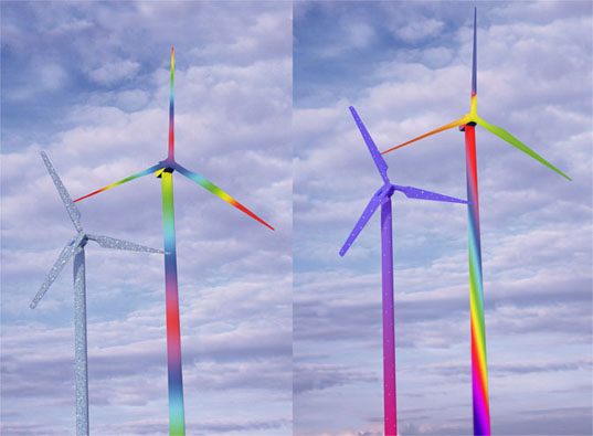 Barevné větrné elektrárny Horsta Gläskera