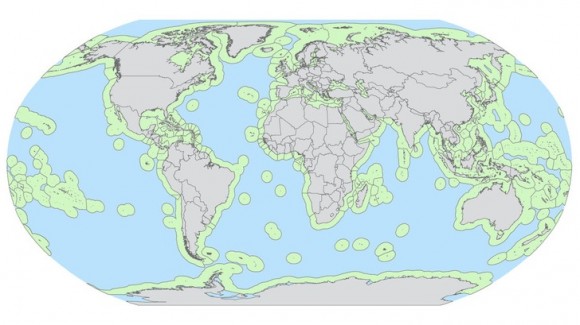 „Mapa mezinárodních vod.“ Zdroj: PLOS Biology