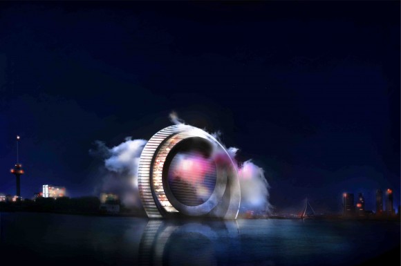 „V Rotterdamu to roztočí. Futuristický projekt Windwheel se má stát novou eko-dominantou.“ Zdroj: DutchWindwheel.com