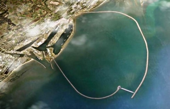 Swansea Bay Tidal Lagoon by měla vytvořit „prstenec“ na pobřeží, který ale nebude omezovat ryby v pohybu.  Zdroj: smartenergyjournal.com
