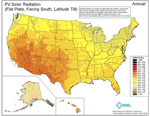 Čistá elektřina z Utahu bude proudit i do sousední Kalifornie (levá dolní část USA). foto: public domain