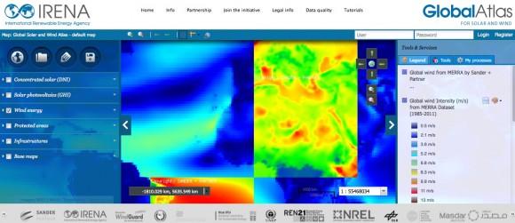 Atlas obnovitelných zdrojů Mezinárodní agentury pro obnovitelnou energii (IRENE)