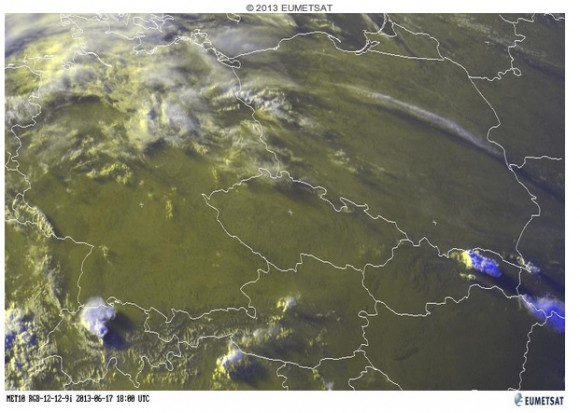 Satelitní snímek situace nad střední Evropou, foto: EUMETSAT