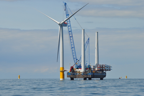 Dosud největší pobřežní větrná farma Greater Gabbard u pobřeží hrabství Suffolk v Británii, foto: RWE