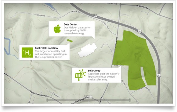 Datové centrum Apple v Maidenu pohání elektřina ze solární elektrárny, foto: Apple
