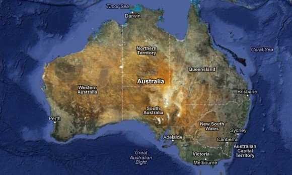 Austrálie je pro masivní využití solární energie jako dělaná. Přesto jde o jednoho z největších těžařů černého uhlí na světě, foto: Google Maps
