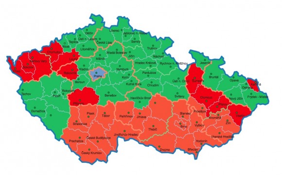 Přehledná mapa ČR týkající se možností opětovného připojování solárních elektráren na území České republiky, zdroj: CZEPHO