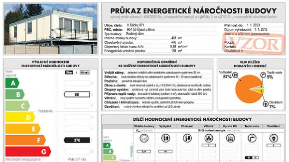 Průkaz energetické náročnosti budovy (PENB)