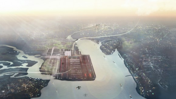 Thames Hub - obrovský infrastrukturní projekt spojující rychlovlaky, letiště a přístav, spojující Británii s Evropou, foto: Foster + Partners
