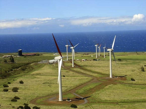 Již dokončená 30MW větrná farma Kahuku na ostrově Oahu, foto: First Wind