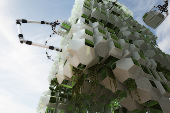Architektura - Boston - Budova s robotickými rameny na biopaliva
