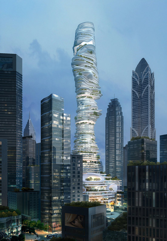 Architektura - Urban Forest - mrakodrap od MAD Architects