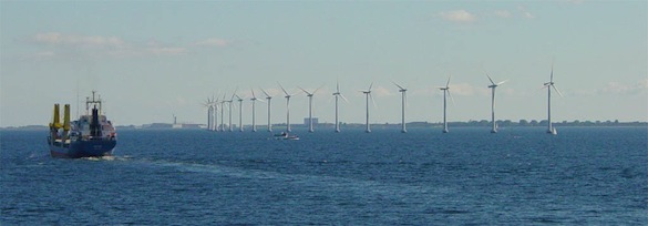 větrná energie - pobřežní větrné elektrárny Dánsko