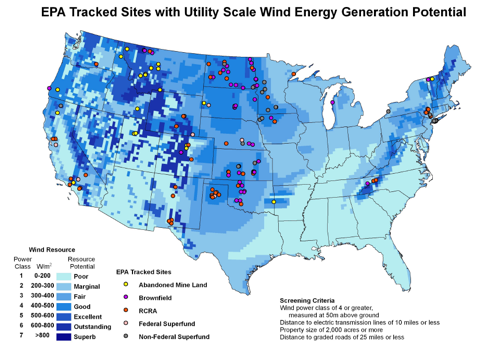 mapa obnovitelných zdrojů v USA